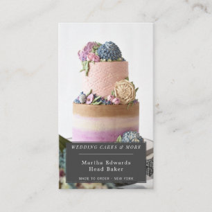 Modern bakerska bröllop-tårtfotografi visitkort