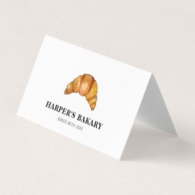 Modern Bakery Croissant Professionell Logotyp Visitkort (Framsida)