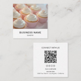 Modern Bakery Photo QR Social Media Icons Fyrkantigt Visitkort