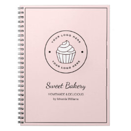 Modern Bakery Pink Custom Logo Anteckningsbok
