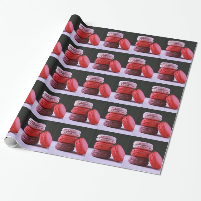 Modern Bakery Rosa Fransk Macaron Presentpapper (Utrullad)