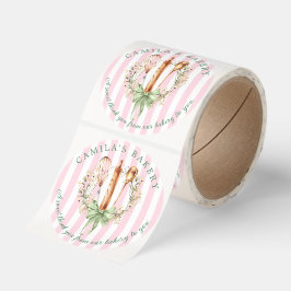 Modern Bakery Utensils Bow Thank you Runt Klistermärke