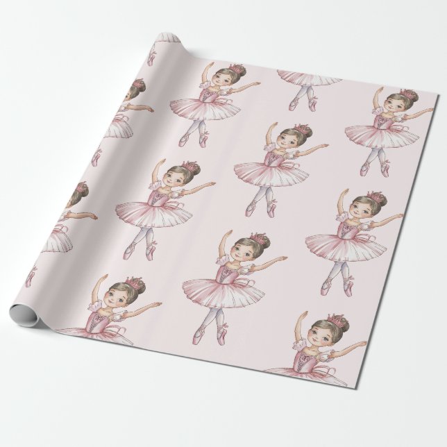 Modern balett Ballerina dansare Rosa Presentpapper (Utrullad)