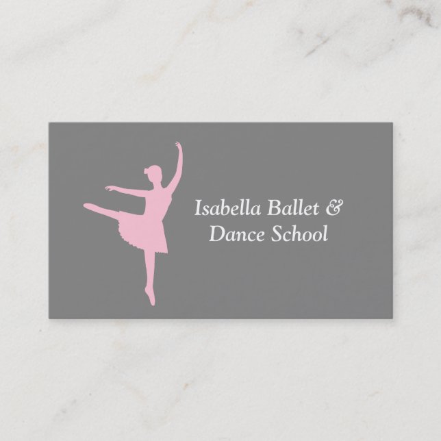 Modern Ballerina Balett och Dansstudio Grå Visitkort (Framsida)