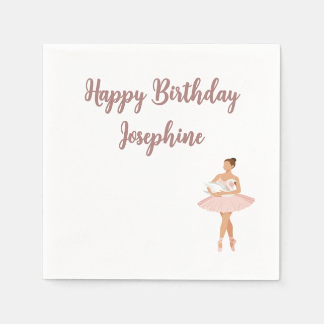 Modern Ballerina Birthday Theme Napkins Pappersservett (Framsidan)
