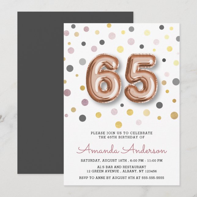 Modern Ballon-65e för Roligt Inbjudningar (Fram/baksida)