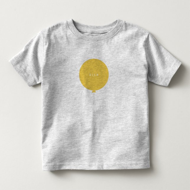 Modern ballong | Gult Party Bespoke Kids Namn T Shirt (Framsida)