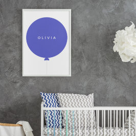 Modern ballong | Namn Blue Småbarn Kids Roligt Boy Poster