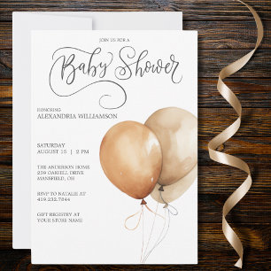 Modern Balloon Baby Shower-inbjudan Inbjudningar