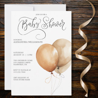 Modern Balloon Baby Shower-inbjudan Inbjudningar