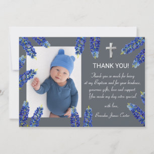 Modern Bålnät Dusty Blue Kor Boy Baptism Tack Kort