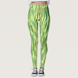 Modern Bamboo Mönster Jungle Vibe Grönt Rand Leggings