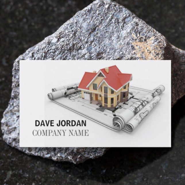 Modern Bandtryckskonstruktionsarkitekt Visitkort (Modern Blueprint Construction Architect Contractor Business Card)