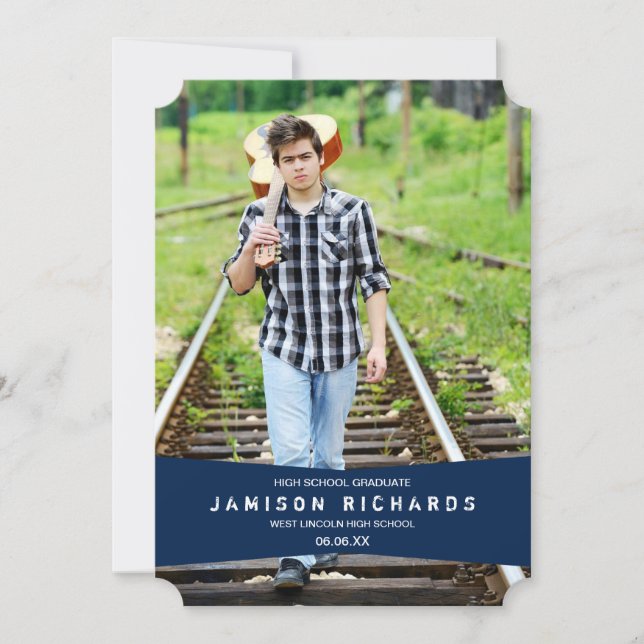 Modern Banner Examensbevis / Marinblå Meddelande (Framsida)