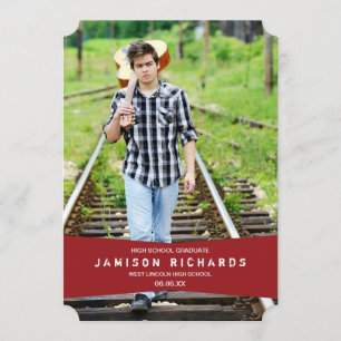 Modern Banner Examenstillkännagivande / Röd Inbjudningar