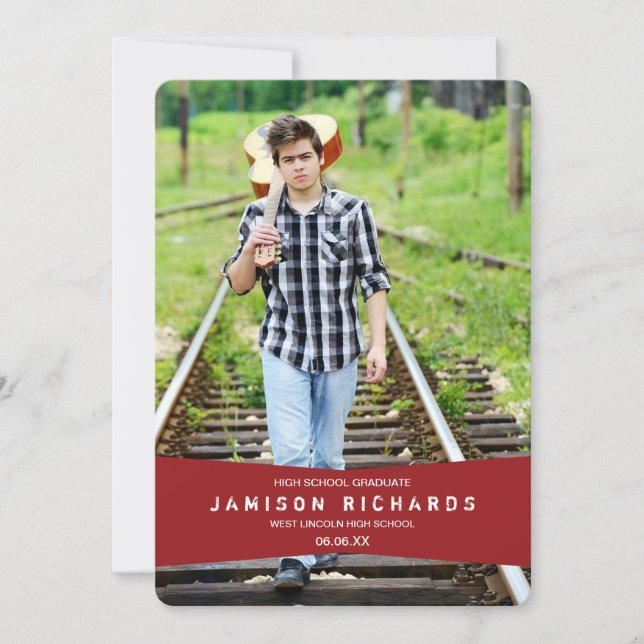 Modern Banner Grad Party-inbjudan / Red Inbjudningar (Framsida)