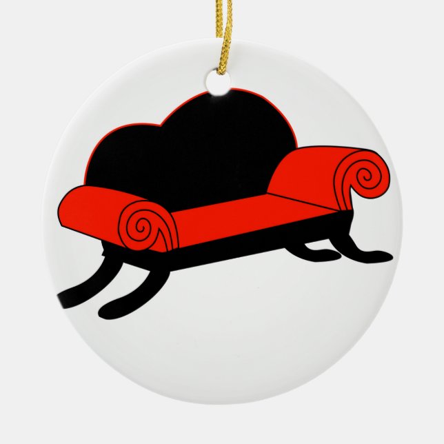 Modern banquette med träben julgransprydnad keramik (Framsidan)