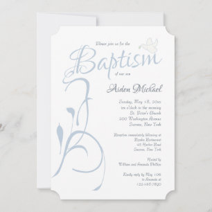 Modern Baptism Blå inbjudan