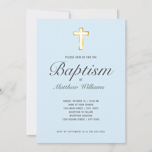 Modern baptism Ceremony Faux Gold Foil Kor Inbjudningar (Baksida)