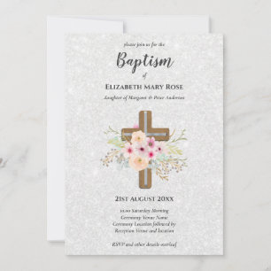 Modern BAPTISM Christening Bautizo INBJUDAN BLOMMI