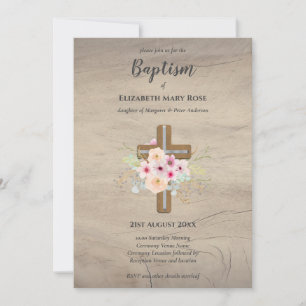 Modern BAPTISM Christening Bautizo INBJUDAN BLOMMI