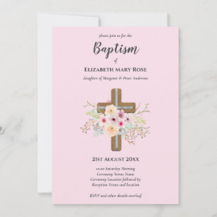 Modern BAPTISM Christening Bautizo INBJUDAN BLOMMI