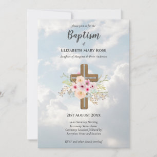 Modern BAPTISM Christening Bautizo INBJUDAN BLOMMI