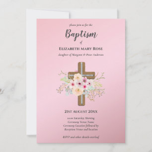 Modern BAPTISM Christening Bautizo INBJUDAN BLOMMI