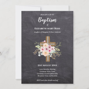 Modern BAPTISM Christening Bautizo INBJUDAN BLOMMI