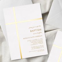 Modern Baptism Christening-inbjudan Guld i Kor