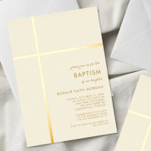 Modern Baptism Christening-inbjudan Guld i Kor