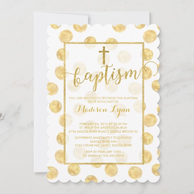 Modern Baptism Christening-inbjudan Guld i Kor Inbjudningar (Framsida)