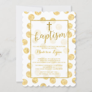 Modern Baptism Christening-inbjudan Guld i Kor Inbjudningar