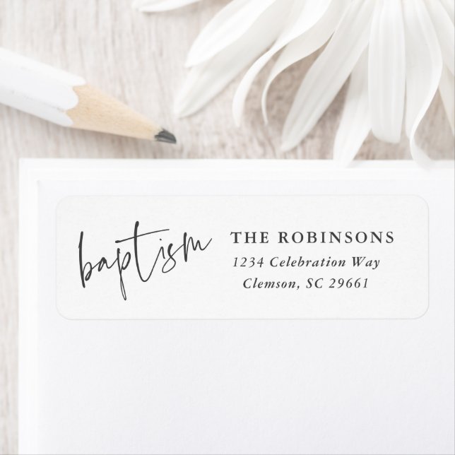 Modern Baptism Christening Returadress Returadress Etikett (Insitu)