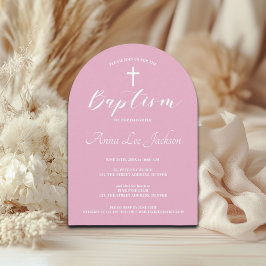 Modern baptism Christening White Kor Dusty Rosa Inbjudningar