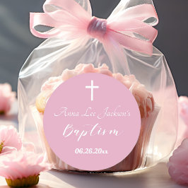 Modern baptism Christening White Kor Dusty Rosa Runt Klistermärke