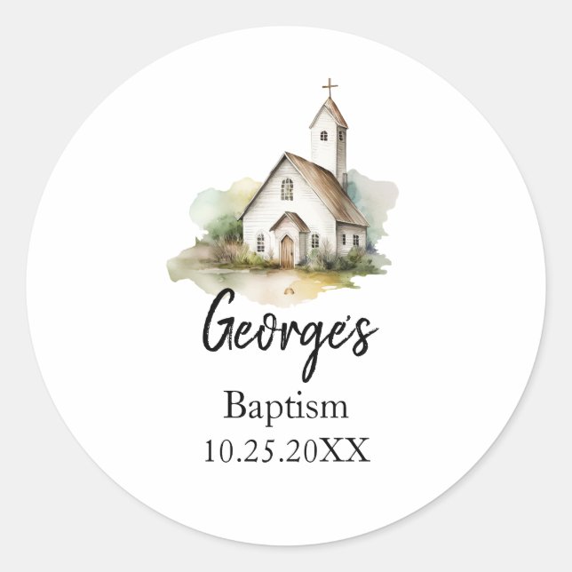 Modern baptism-favoritfästare runt klistermärke (Framsida)