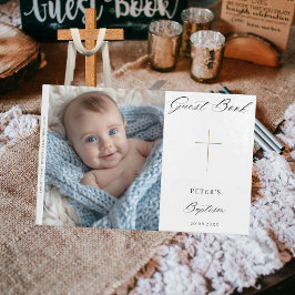 Modern Baptism-foto för skript Kor Guld Gästböcker
