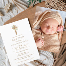 Modern baptism-foto med minimal Blommigt Kor