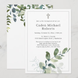 Modern Baptism Grey Kor-inbjudan Inbjudningar