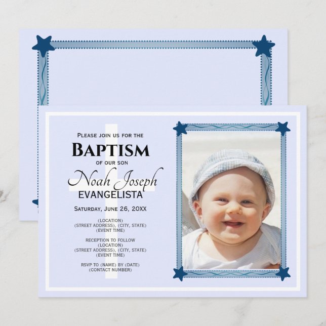Modern BAPTISM-händelsemeddelande Inbjudningar (Fram/baksida)