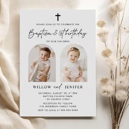 Modern baptism och Twillingar från första födelsed Inbjudningar