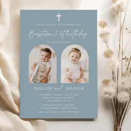 Modern baptism och Twillingar från första födelsed Inbjudningar