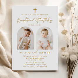 Modern baptism och Twillingar från första födelsed Inbjudningar