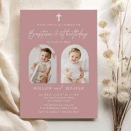 Modern baptism och Twillingar från första födelsed Inbjudningar