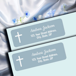 Modern baptism Vita Kor Blue-Returadressen Returadress Etikett