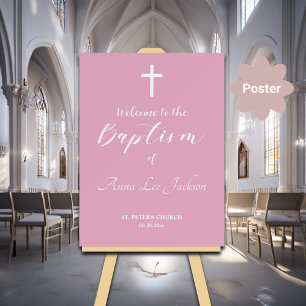 Modern baptism White Kor Dusty Rosa Välkommen Poster