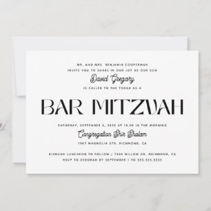 Modern Bar Mitzvah Elegant minimalistisk judisk Inbjudningar
