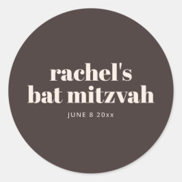 Modern Bar Mitzvah Höst Brun Personlig Runt Klistermärke