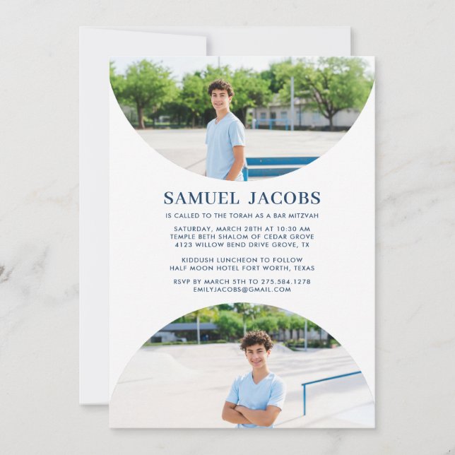 Modern Bar Mitzvah-inbjudan med foto Inbjudningar (Framsida)
